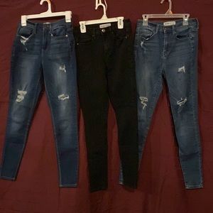 3 pairs Mudd high rise stretch ripped jeans size 3